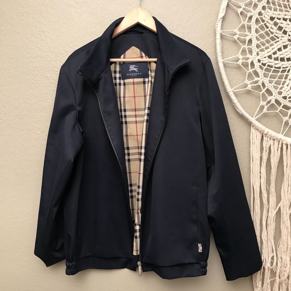 Burberry Other - BURBERRY London Navy Blue Check Zipup Jacket